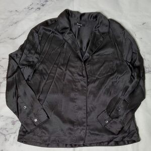 Madewell Black Satin Button-up Shirt